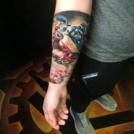 Tattoos - Chris Good American Flag Dog - 141524